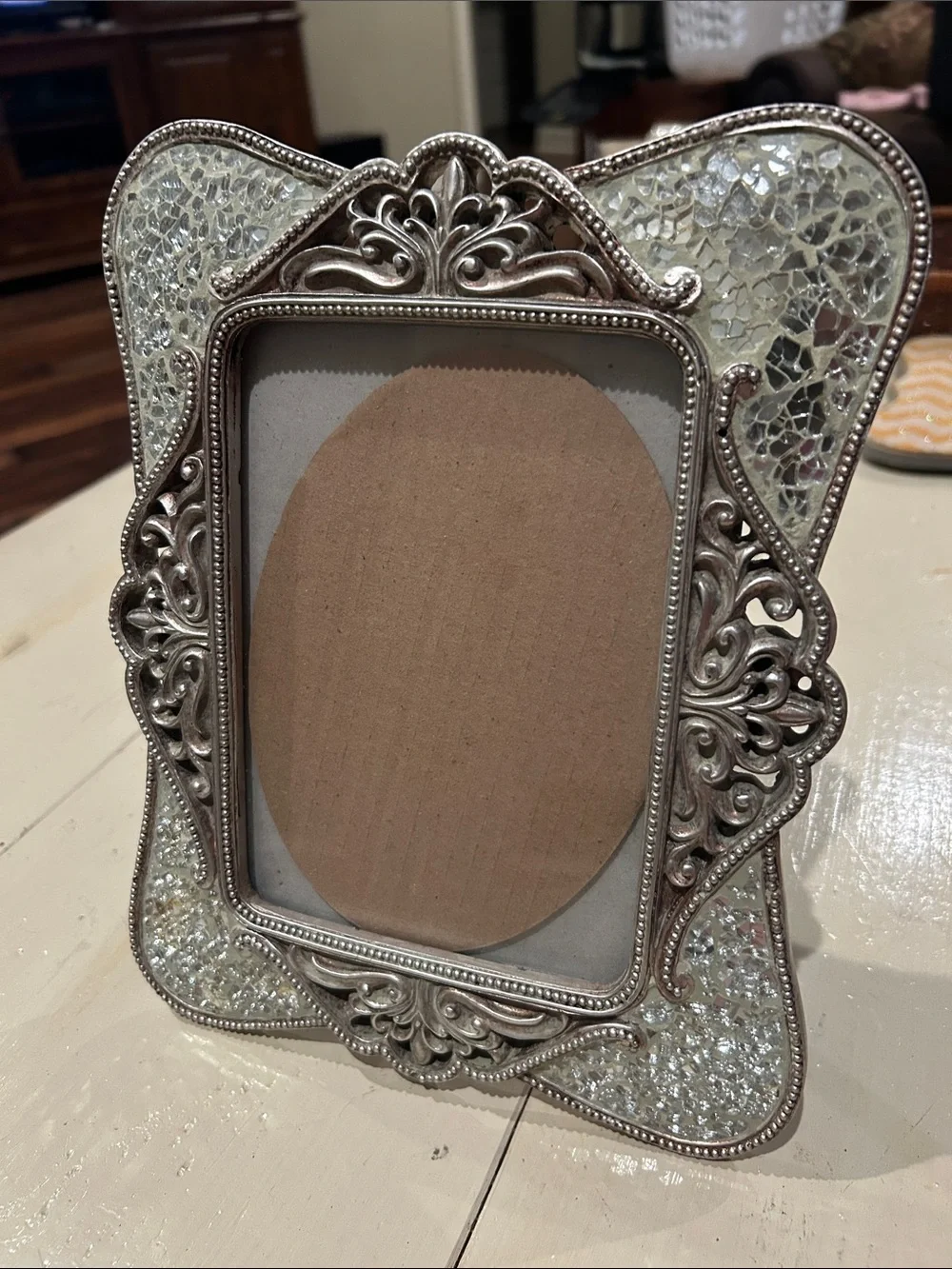 Ornate Silver Mosaic Decorative Picture Frame - Silver